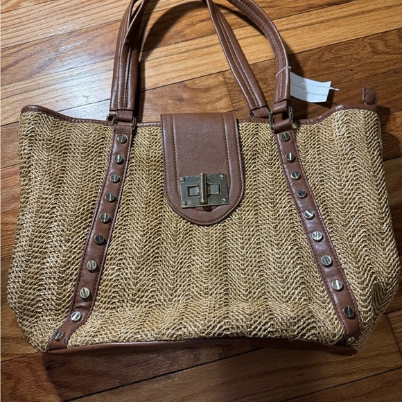 Olivia + Joy Handbags - Olivia & Joy Brown Woven Tote Bag